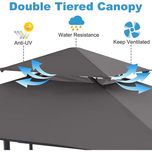 ABCCANOPY 8x5 Grill Gazebo Outdoor BBQ Canopy Shelter with Led Light for Patio Backyard Grilling (Dark Gray)